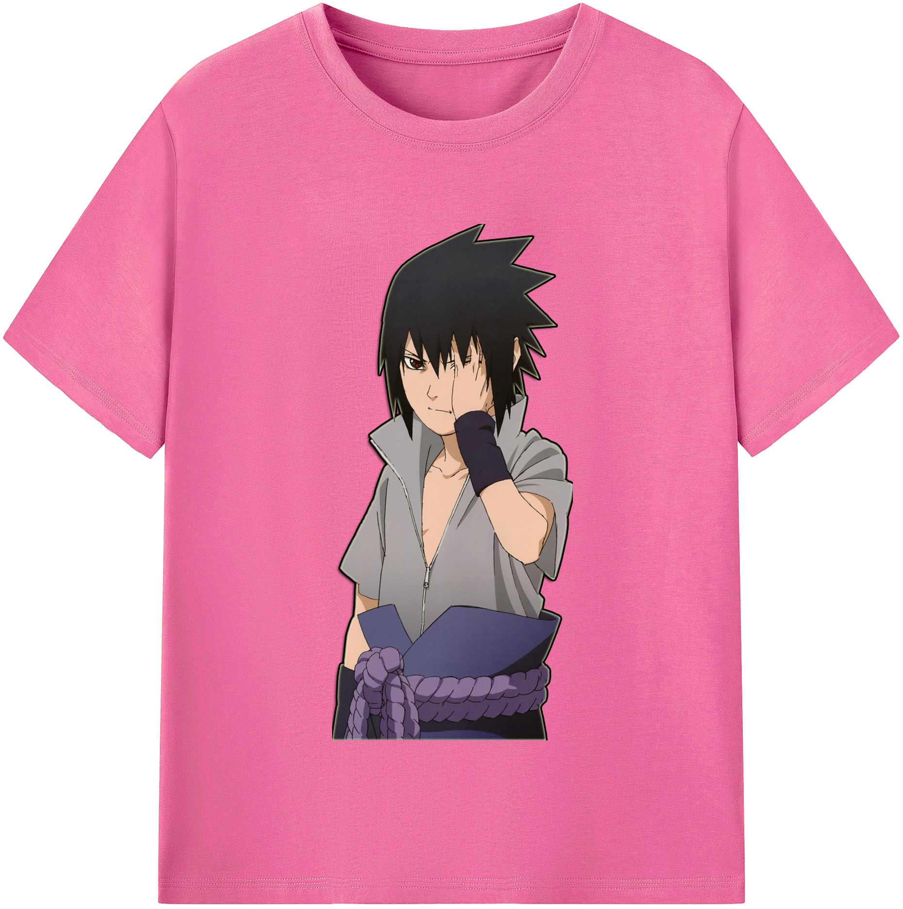（画像用） NARUTO -ナルト- うちは サスケ Uchiha Sasuke レディースカジュアルプリントTシャツ（綿100％）